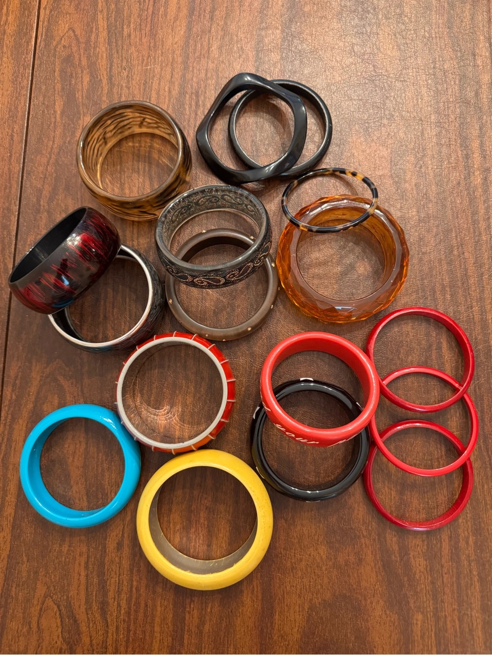 Chunky Resin Acrylic Bangle Bracelet Lot 17 Mixed Stack Colorful Y2K Retro